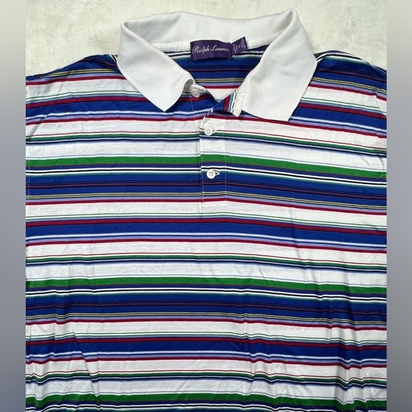 Ralph Lauren Purple Label Made in Italy XL Blue Res Stripe Classic Polo Shirt - Picture 7 of 12